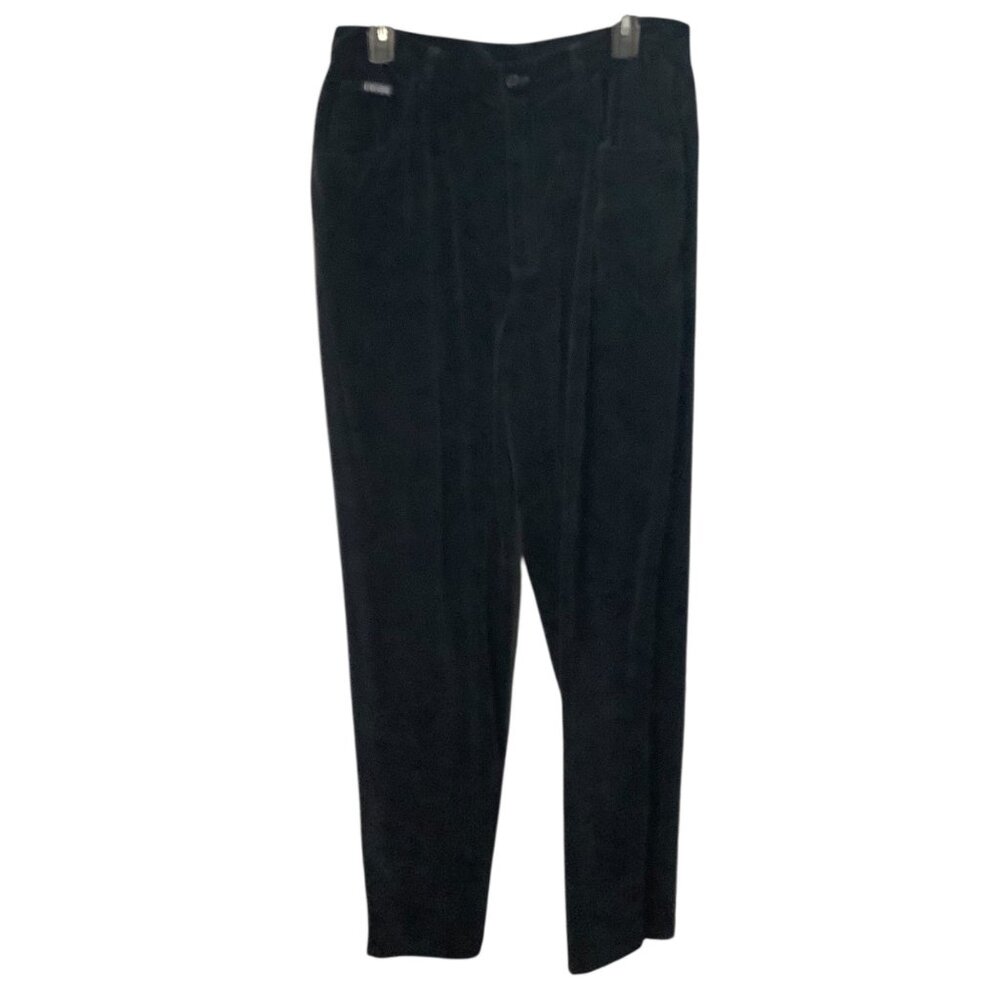 Lauren Ralph Lauren Black Velvet Womens Pants Size 14‎ Luxury 100% Cotton